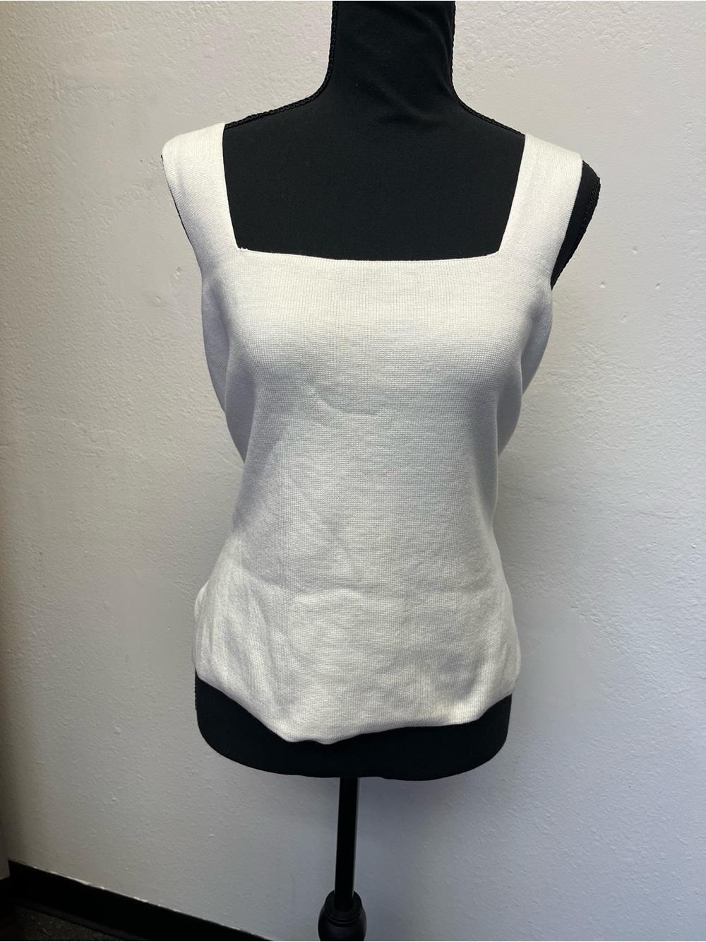 Anthropologie White Square-Neck Knit Tank